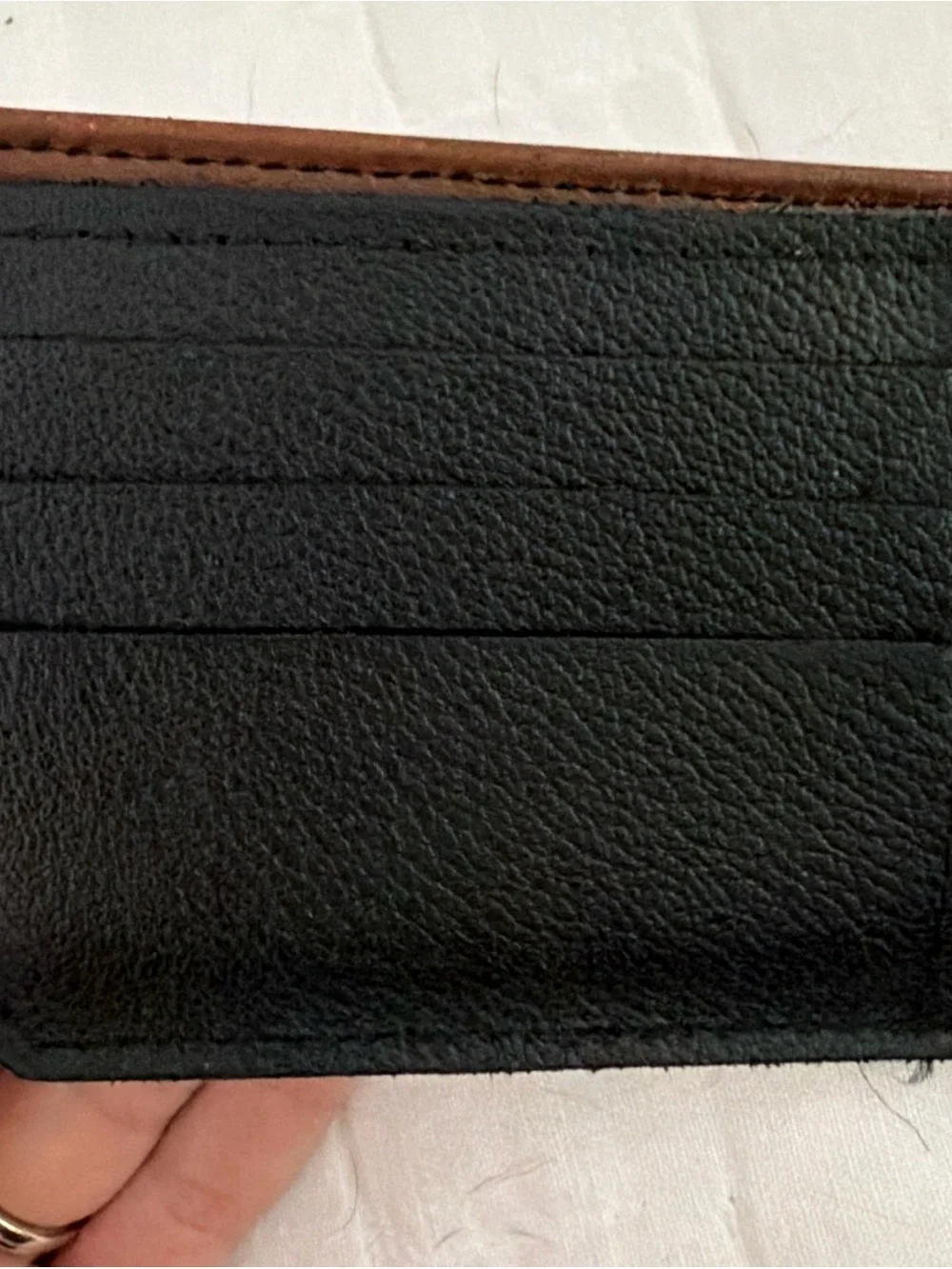 Bees Buzzing Handmade Leather Bifold Wallet Brown With Black Bees Credit Card